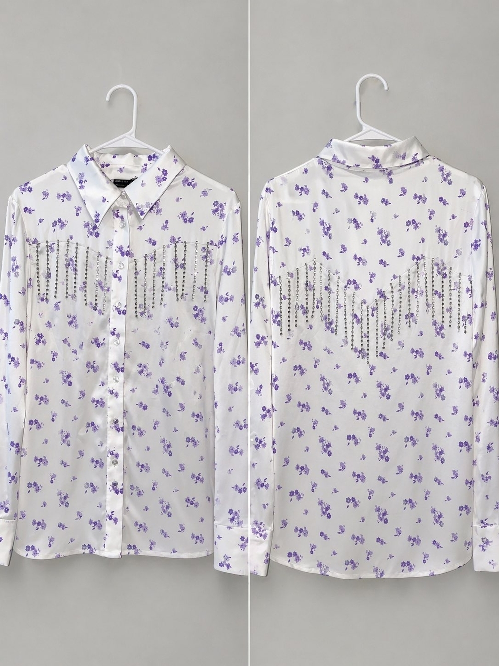 ASOS White Button-Down Shirt with Purple Floral Print